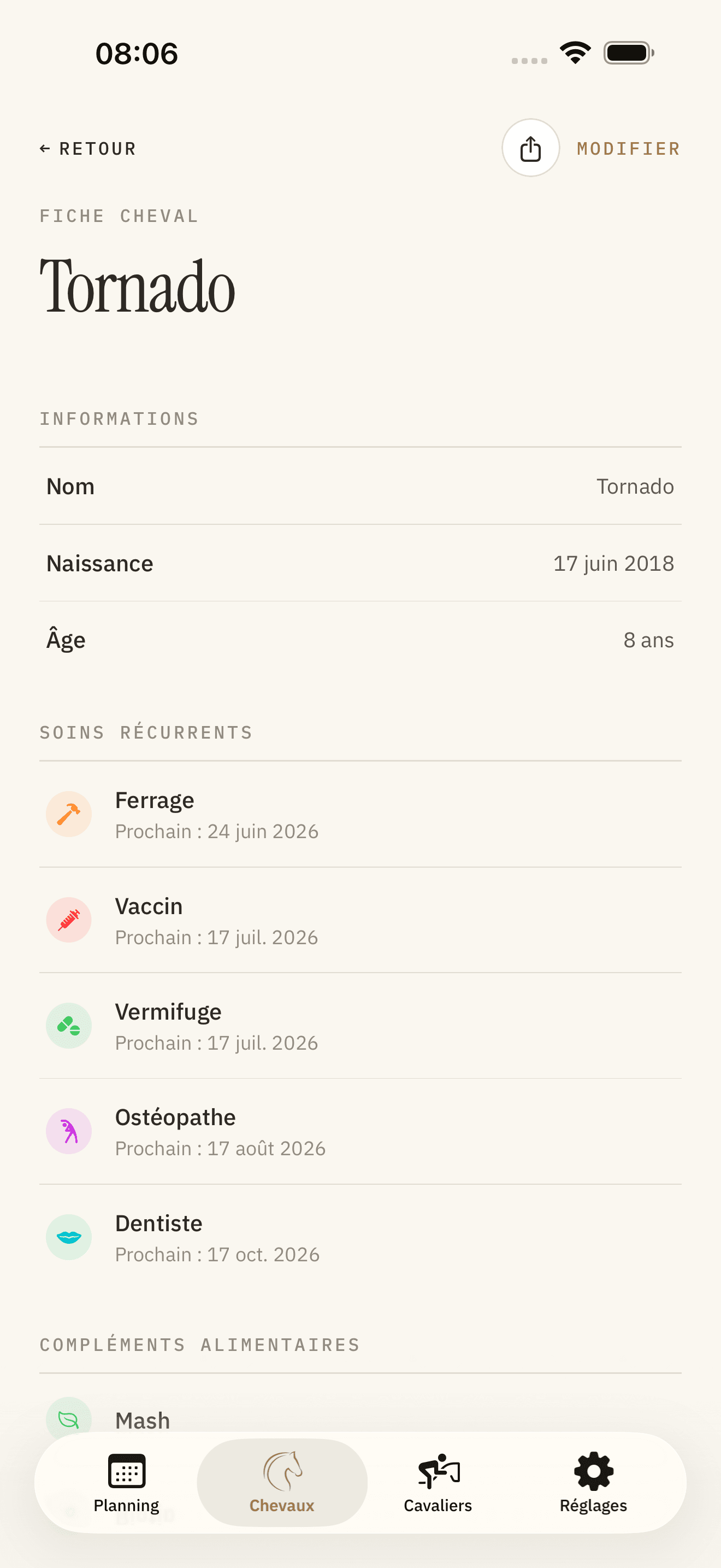 Fiche cheval