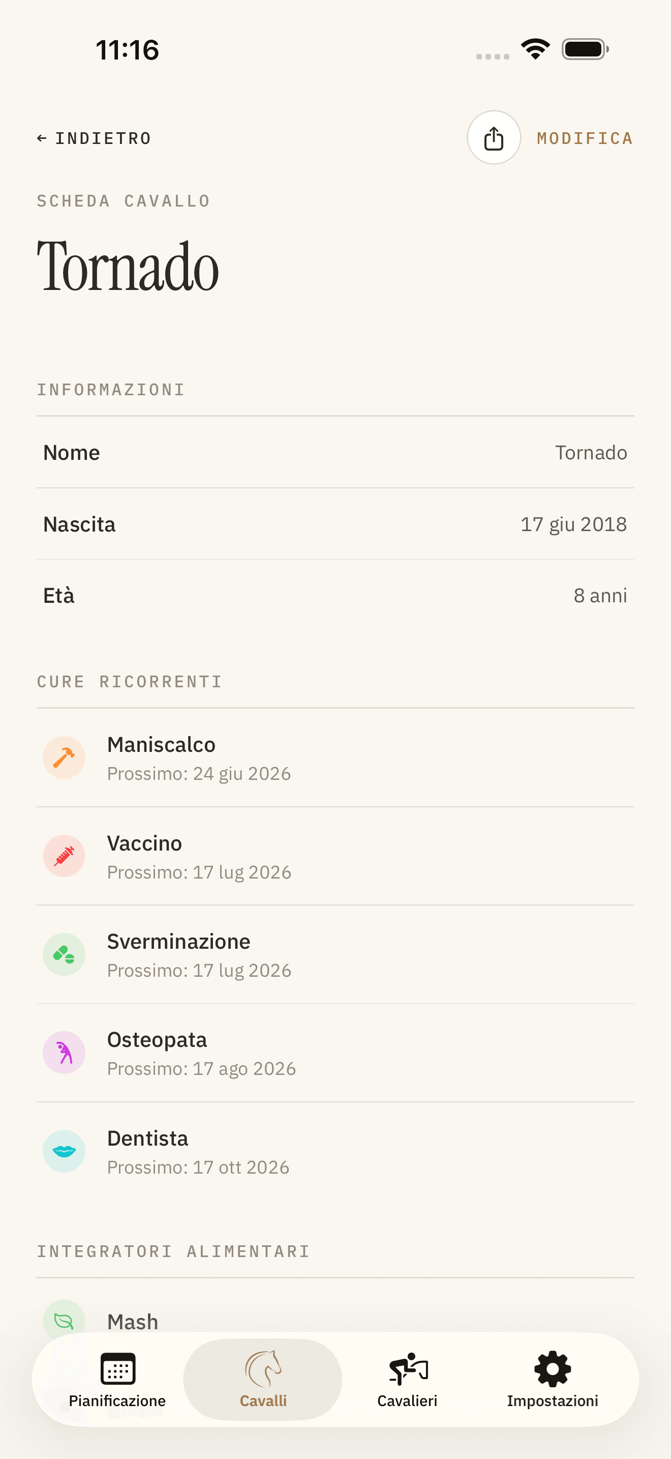 Scheda cavallo