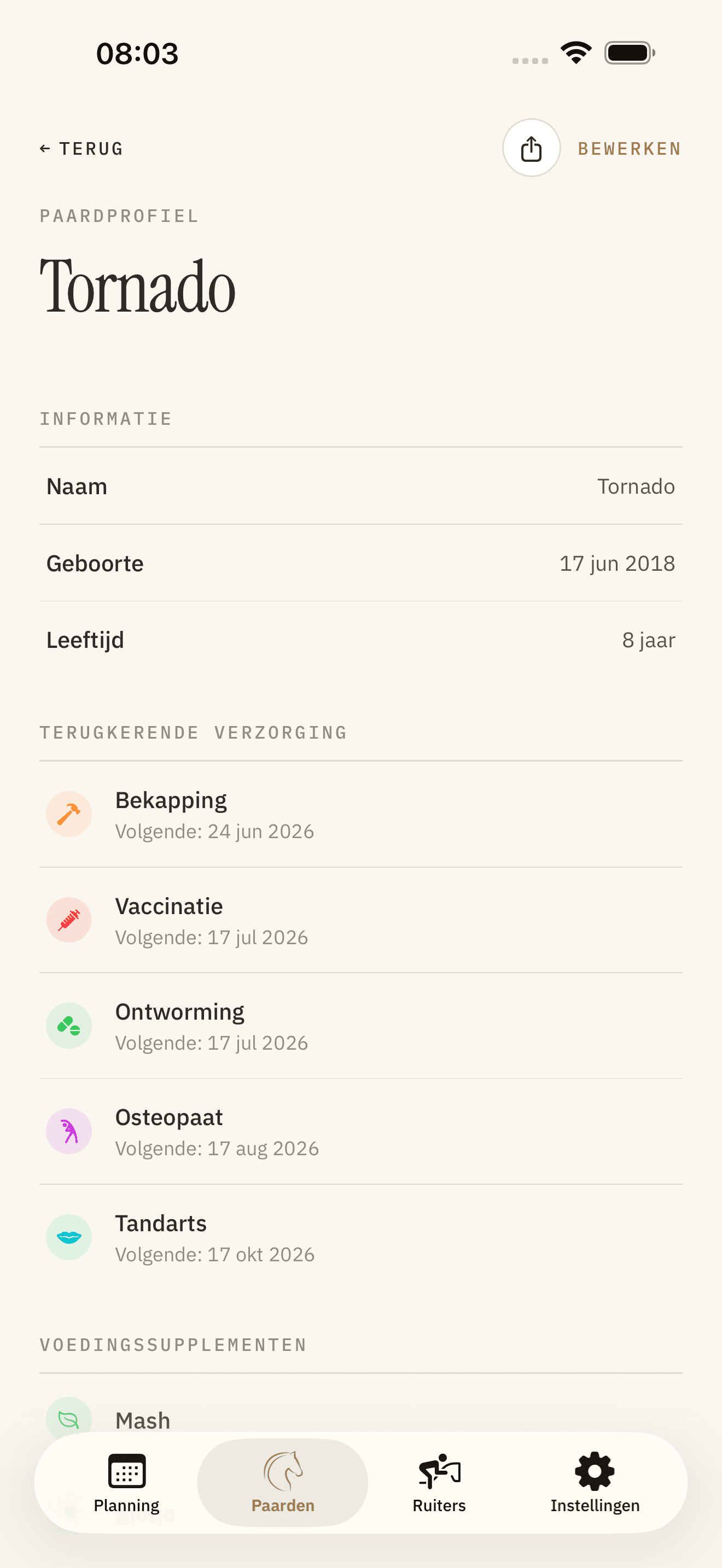 Paardgegevens