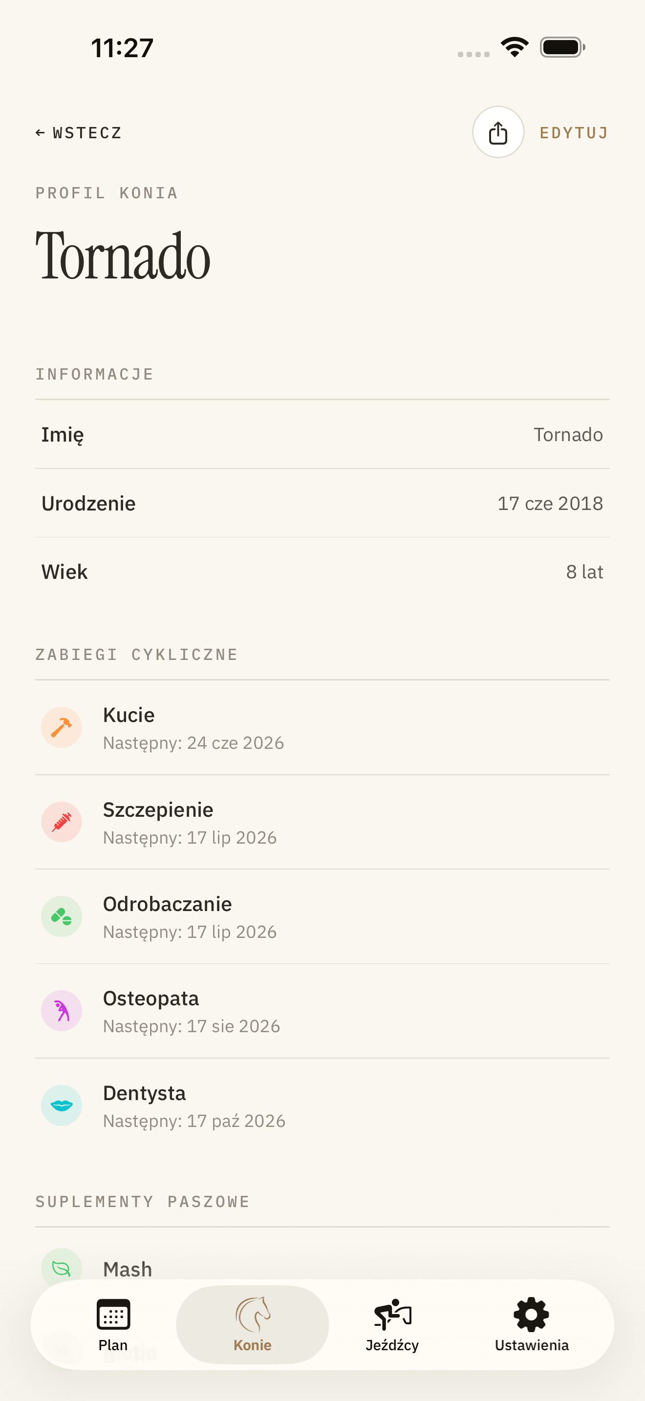 Szczegóły konia